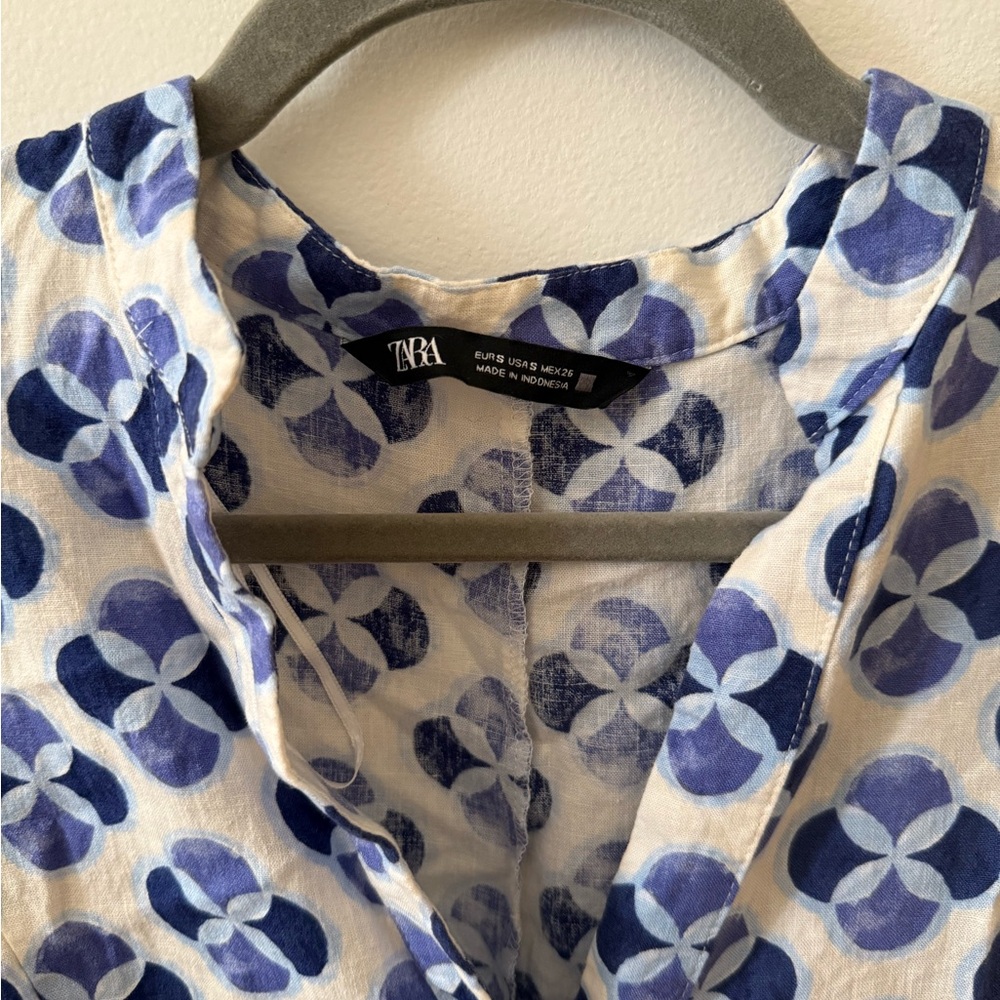 Zara Indigo and White Geometric dress - Picture 2 of 3